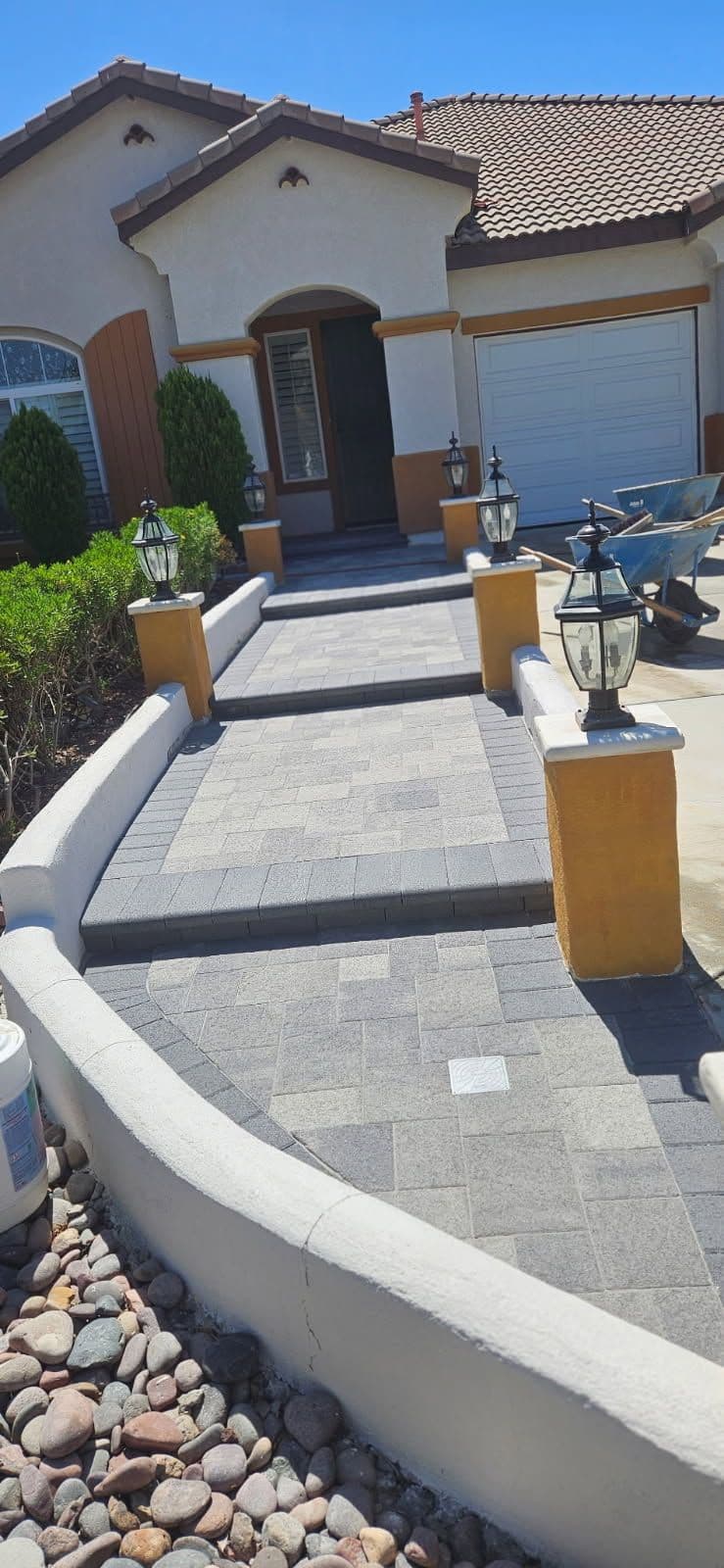 Elegant Gray Paver Walkway Installation image